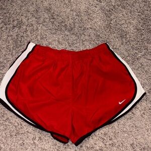 Nike Women’s Red Athletic Shorts with White & Black Trim